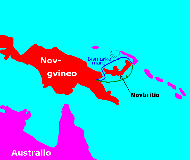 La bismarka maro situas norde de Nov-Gvineo